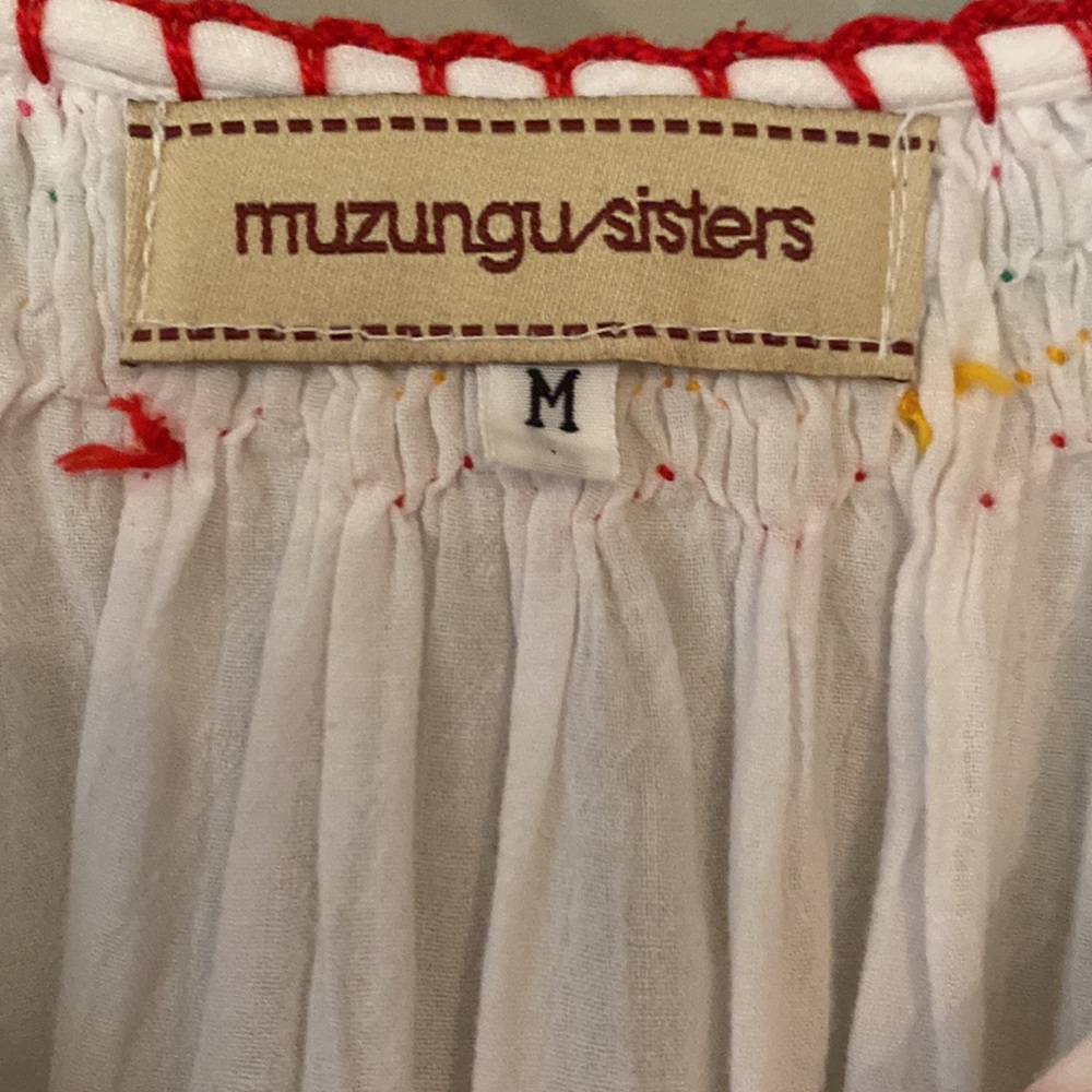White Embroidered Mini Dress with Floral Motif - Picture 9 of 9